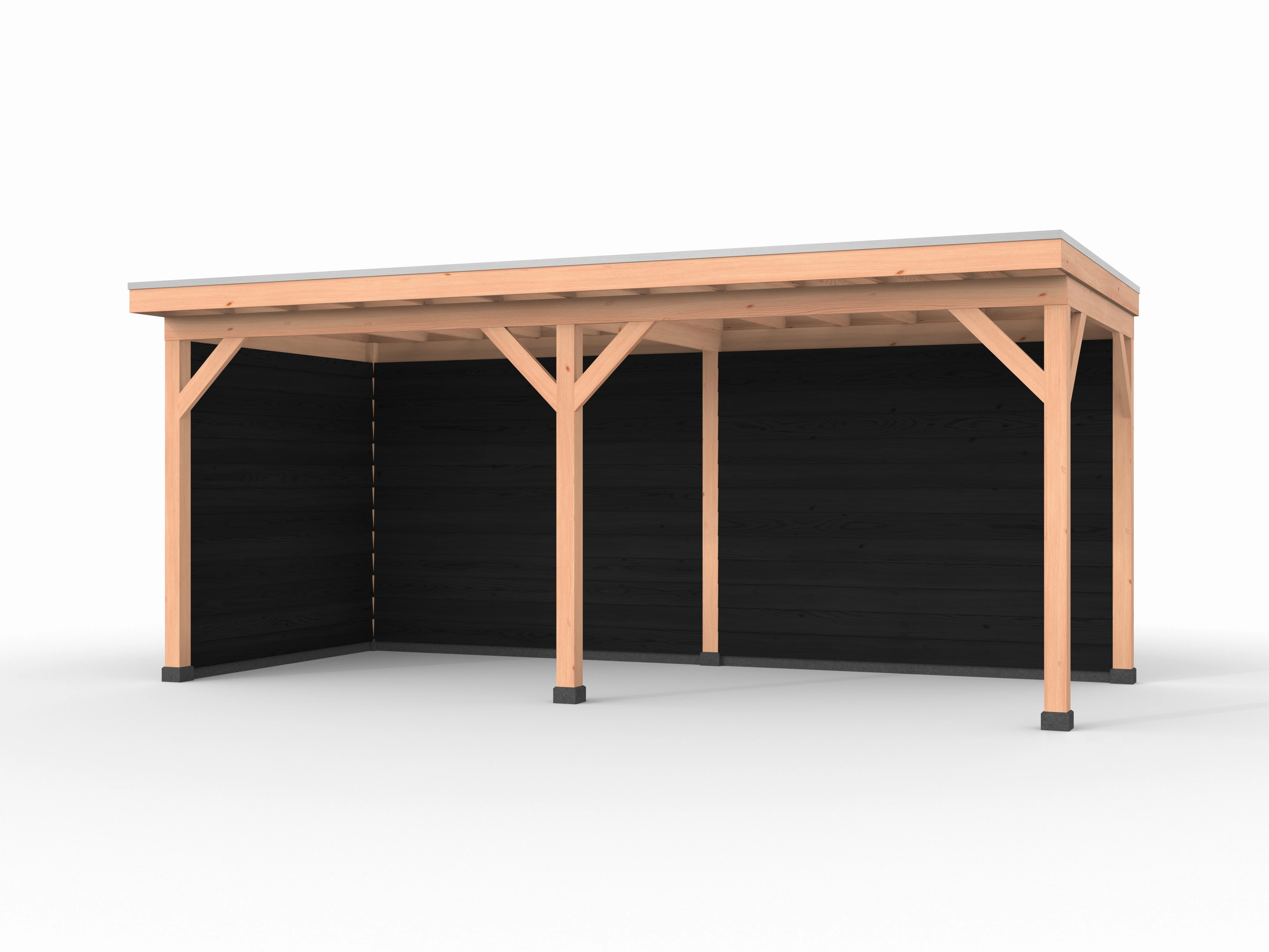 Douglas overkapping, 600 x 250, met achterwand en zijwand, Westwood Comfort Zwart - Afbeelding 1